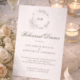Klassisk blomsterkrans Monogram Bröllop Inbjudningar