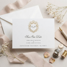 Klassisk blomsterkrans monogram bröllop spara datumet
