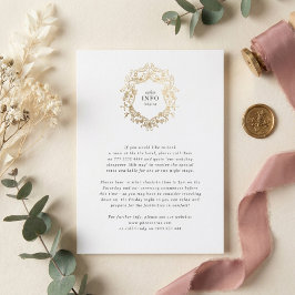 Klassisk blomsterkrans monogram bröllop tilläggskort
