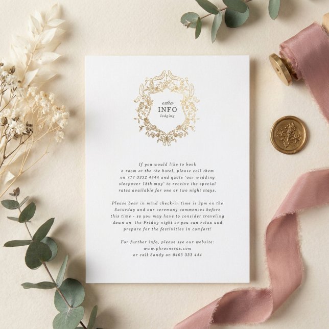 Klassisk blomsterkrans monogram bröllop tilläggskort (Skapare uppladdad)