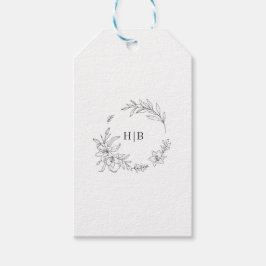 Klassisk blomsterkransmonogram bröllop presentetikett