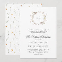 Klassisk blomsterkransmonogram Efternamn Bröllop