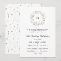 Klassisk blomsterkransmonogram Efternamn Bröllop