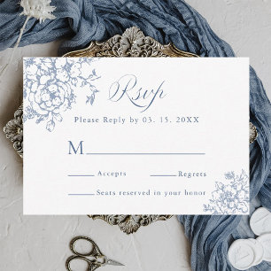 Klassisk Bloom Garden Dusty Blue Bröllop OSA Kort