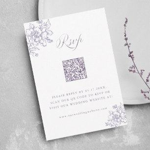 Klassisk Bloom Garden Lavendel Bröllops QR-kod OSA Kort