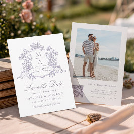 Klassisk Bloom Garden Lavendel Bröllopsfoto  Spara Datumet