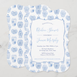 Klassisk Blue and White Kitchen Möhippa Party Inbjudningar