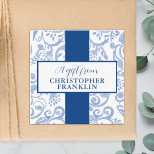 Klassisk Blue and White Mönster Gift-Märkre eller Tilläggskort