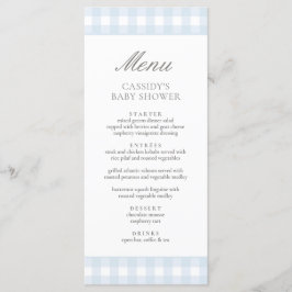 Klassisk Blue Gingham Boy Baby Shower Meny