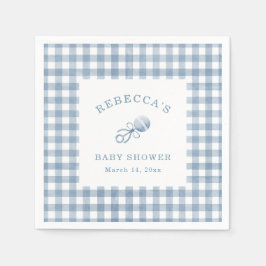 Klassisk Blue Gingham Boy Baby Shower Pappersservett