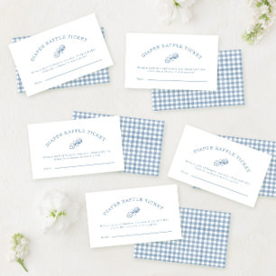 Klassisk Blue Gingham Boy Shower Raffle Tilläggskort