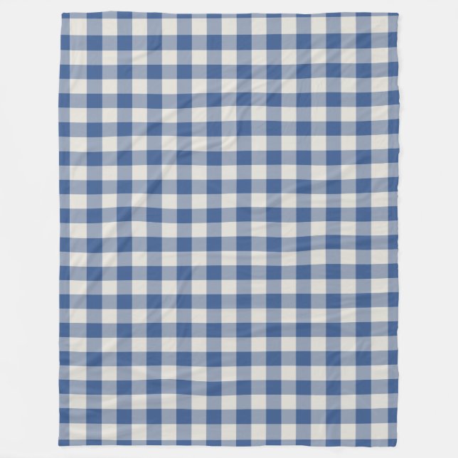Klassisk Blue Gingham Check Mönster Fleecefilt (Framsidan)