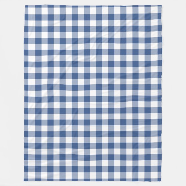 Klassisk Blue Gingham Check Mönster Fleecefilt (Framsidan)