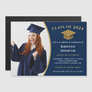 Klassisk Blue Guld Student Photo Studenten Magnet