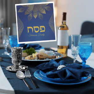 Klassisk Blue Hebrew Pesach Passover Pappersservett