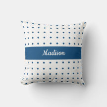 Klassisk Blue Polka Dot Mönster på vit med Namn