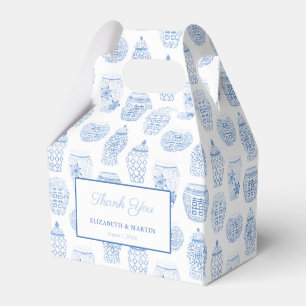 Klassisk Blue White Ginger Burk Tack Bröllop Presentaskar
