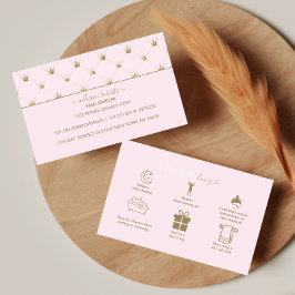 Klassisk Blush Guld Kron Smycken Skötsel Visitkort