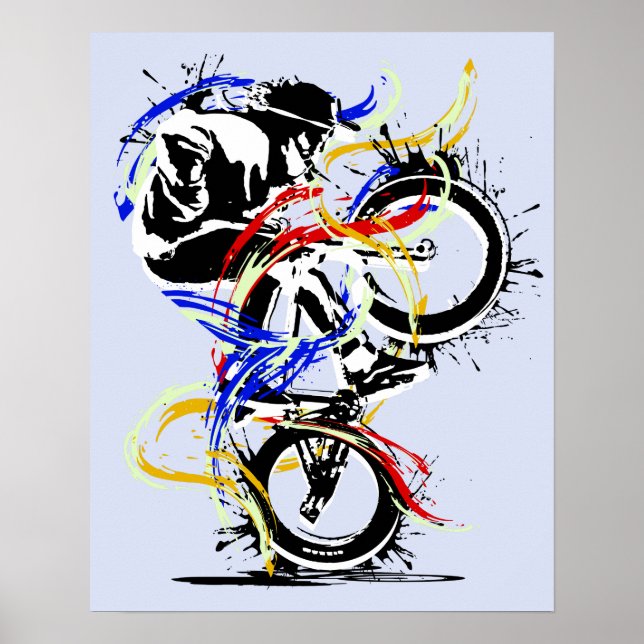 Klassisk BMX Flatland Colorful Poster (Framsidan)
