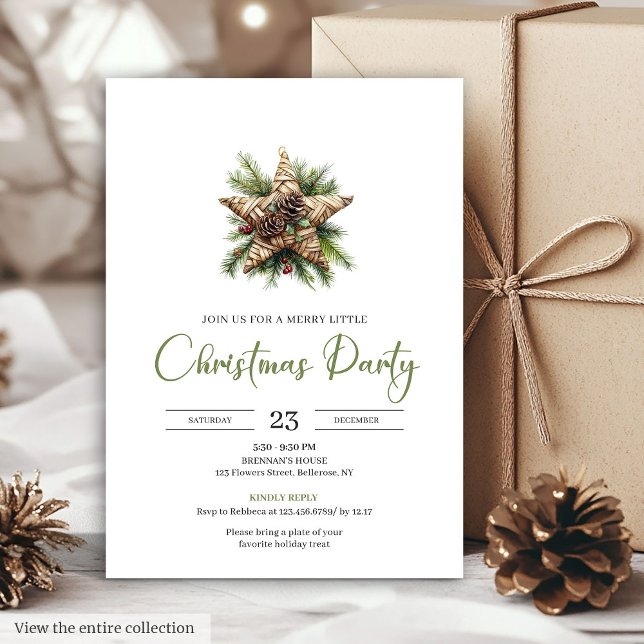 Klassisk Bohemisk Neutral Botanisk Höst/ Vinter/ J Inbjudningar (Classic Bohemian Neutral Botanical Holiday Dinner Card)