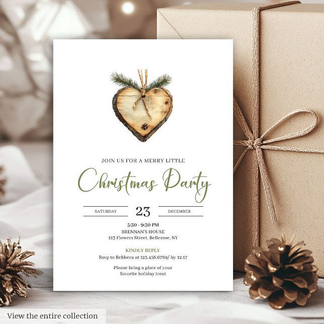 Klassisk bohemisk tallkrans akvarell jul  inbjudningar (Classic Bohemian Pine Wreath Watercolor Holiday Invite)