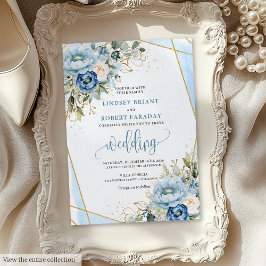 Klassisk boho dammiga vita blommor bröllop inbjudningar