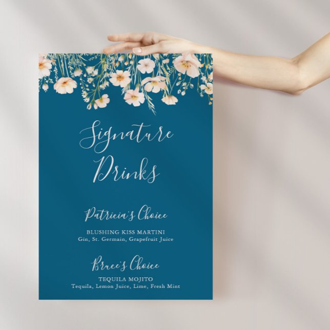 Klassisk Boho  Wildblomma Namnteckning drycker Poster (Skapare uppladdad)