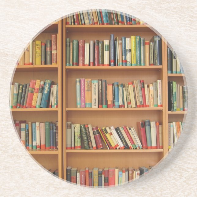 Klassisk bok-hylla mönster, bokfall,bokar,gammal underlägg sandsten (Framsidan)