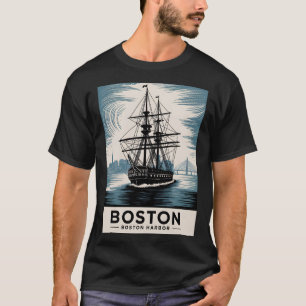 Klassisk Boston Harbor Massachusetts Vintage Farty T Shirt