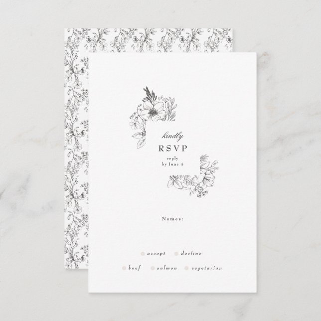 Klassisk botanisk Blommigt Utandning Bröllop OSA Kort (Fram/baksida)