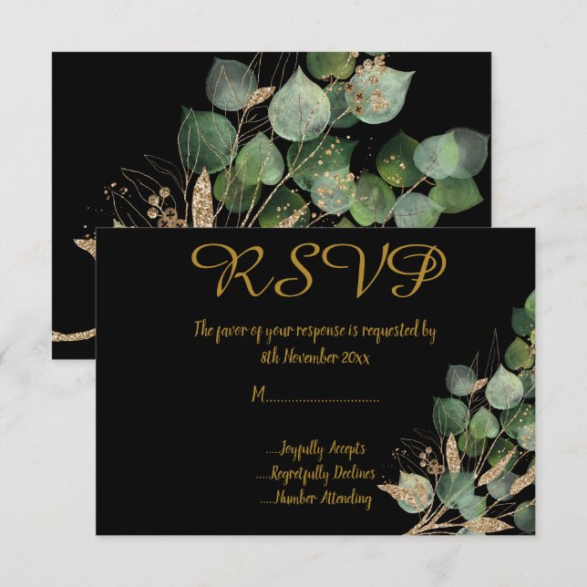 KLASSISK BOTANISK SVART all OSA vid yrkesutövning Inbjudningar (Fram/baksida)