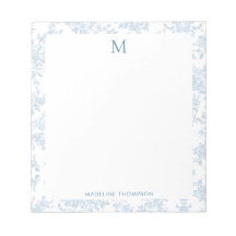 Klassisk botanisk toalettmonogram franskblå