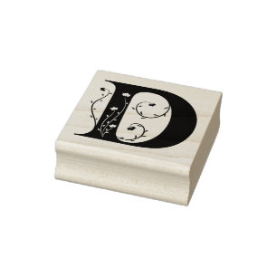 Klassisk Brev D Blommigt Monogram Stämpel