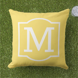 Klassisk Bright Gult Anpassningsbar Monogram Brev Kudde