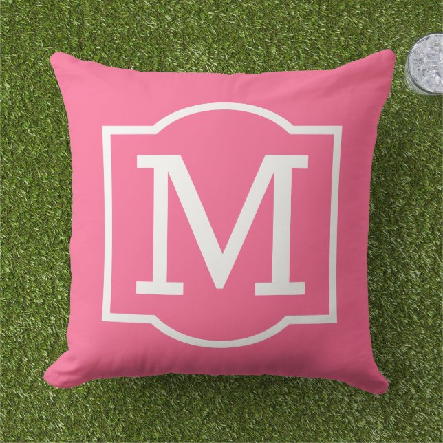 Klassisk Bright Rosa Anpassningsbar Monogram Brev Kudde (Gräs)