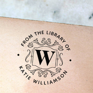 Klassisk British Monogram Personal Bibliotek Bok Självfärgande Stämpel