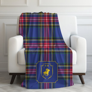 Klassisk broderad polotröja Equestrian Tartan Plai Fleecefilt