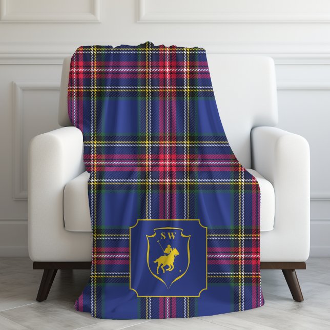 Klassisk broderad polotröja Equestrian Tartan Plai Fleecefilt (Skapare uppladdad)