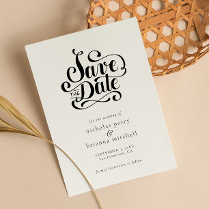 Klassisk Bröllop Calligraphy Modern Elegant Spara Datumet