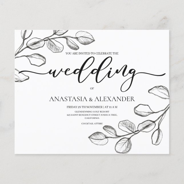 Klassisk bröllop/Flyer i budgeten Flygblad (Framsidan)