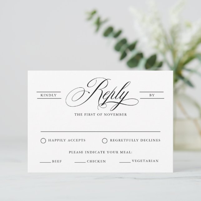 Klassisk Bröllop OSA för enkel Elegant-calligrafi Kort (Stående Fram)
