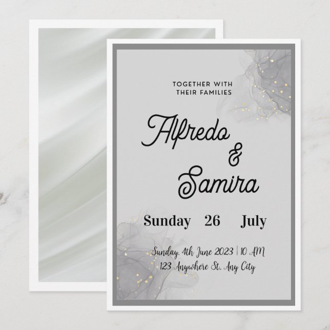 Klassisk bröllopsinbjudan med script-typografi inbjudningar (Fram/baksida)