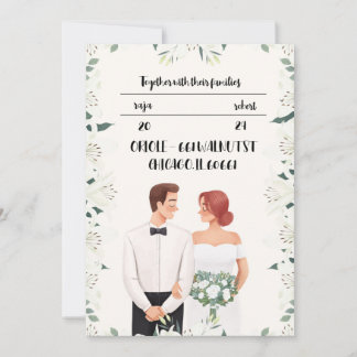 Klassisk bröllopsinbjudan med vacker blomma inbjudningar