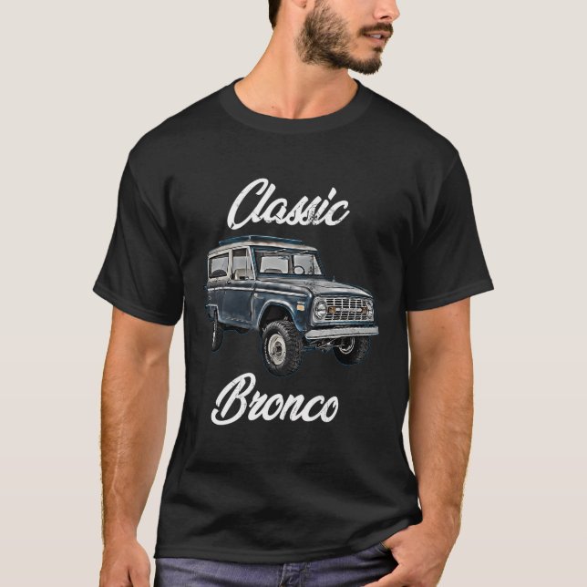 Klassisk Bronco-häst på Lastbil upplyft kvadratisk T Shirt (Framsida)
