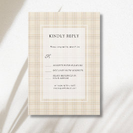Klassisk Brun Cappuccino Plaid Rustik Bröllop OSA Kort