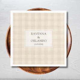 Klassisk Brun Cappuccino Plaid Rustik Bröllop Pappersservett
