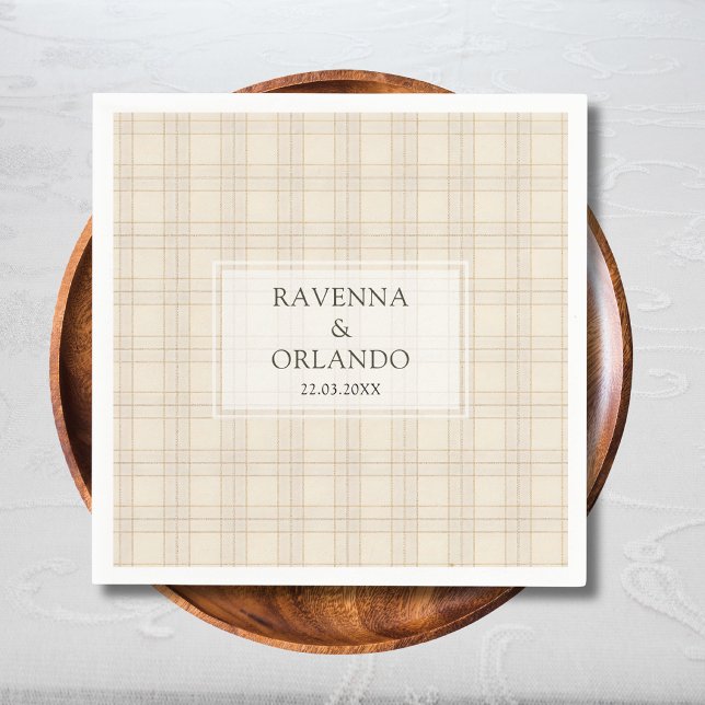 Klassisk Brun Cappuccino Plaid Rustik Bröllop Pappersservett (Skapare uppladdad)