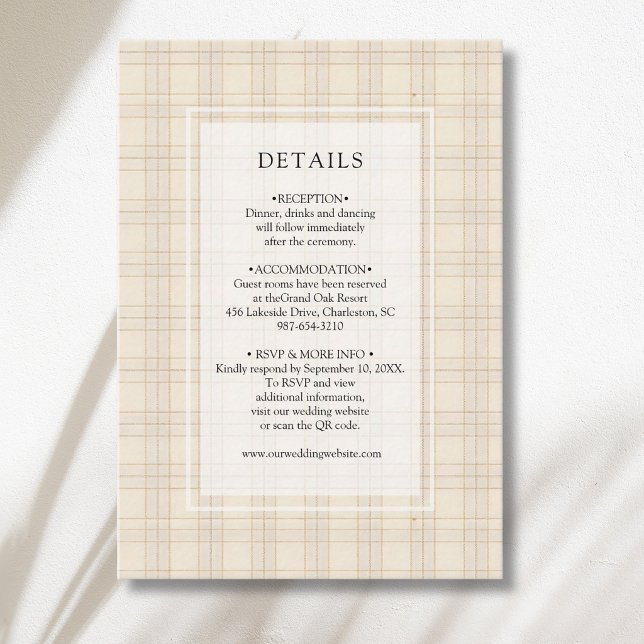 Klassisk Brun Cappuccino Plaid Rustika Detaljer Tilläggskort (Skapare uppladdad)