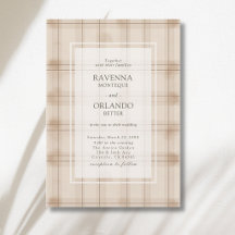 Klassisk Brun Cappuccino Plaid Vintage Bröllop