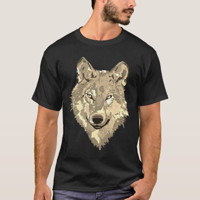 Klassisk brun guld-varg för vattenfärgstänk t shirt (Framsida)